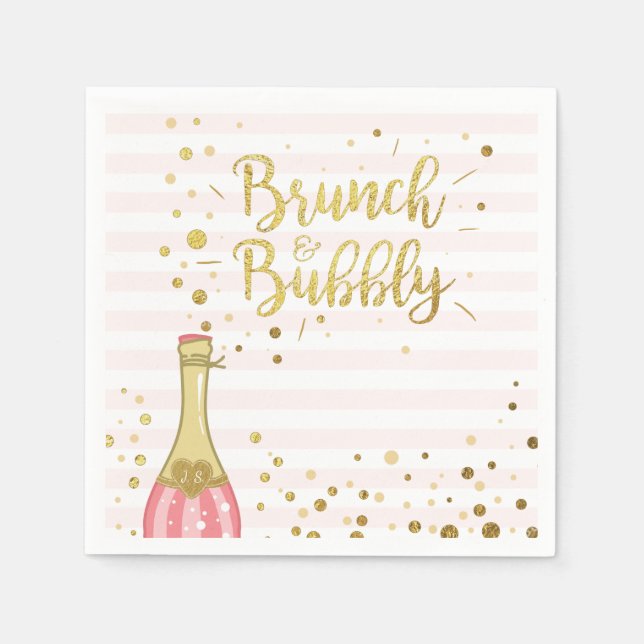 Brunch & Bubbly Bridal shower Paper Napkin Pink (Front)