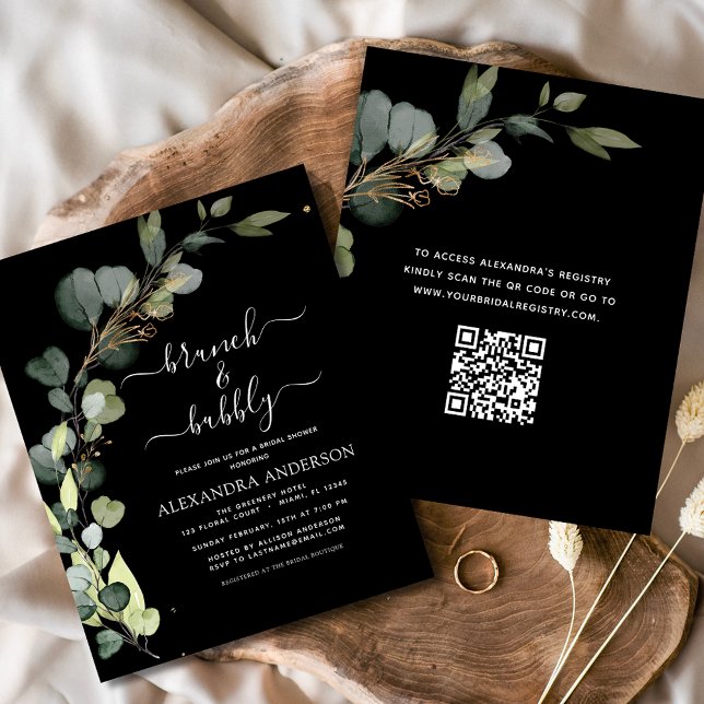 Brunch & Bubbly Bridal Shower QR Code Invitation (Creator Uploaded)