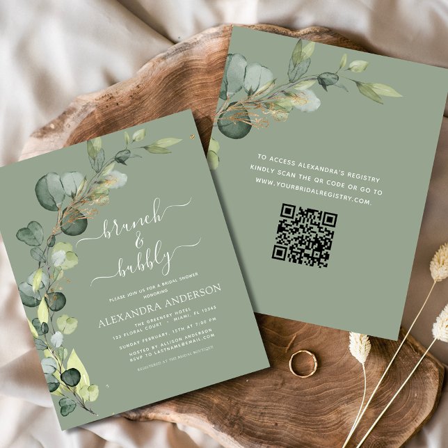 Brunch & Bubbly Bridal Shower QR Code Invitation Flyer (Creator Uploaded)