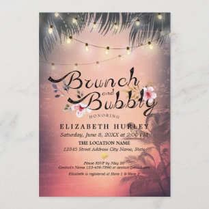 Brunch & Bubbly Bridal Shower Summer Beach Palm Invitation