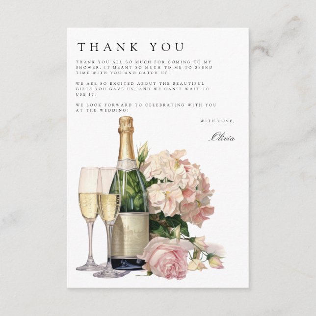 Brunch & Bubbly Bridal Shower Thank You Card (Front)