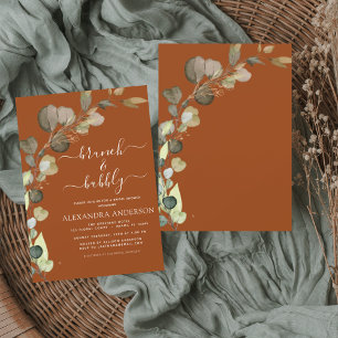 Brunch & Bubbly Burnt Orange Bridal Shower  Invitation