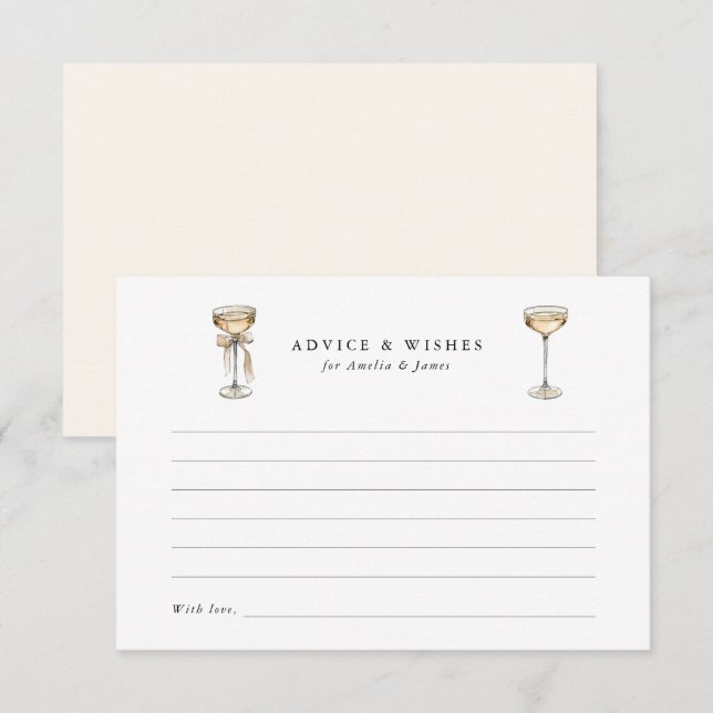 Brunch & Bubbly Champagne Bridal Shower Advice Card (Front/Back)