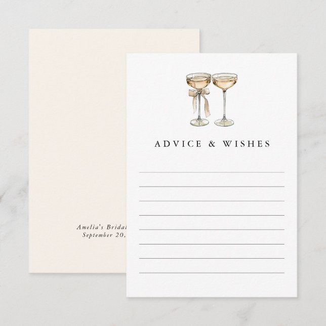 Brunch & Bubbly Champagne Bridal Shower Advice Card (Front/Back)