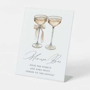 Brunch Bubbly Champagne Wedding Mimosa Bar Pedestal Sign