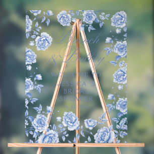 Brunch Bubbly Chic Blue Bridal Shower Welcome Acrylic Sign