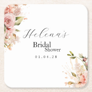 Brunch & Bubbly Coaster Bridal Shower Floral