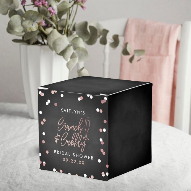 Brunch & Bubbly Confetti Bridal Shower Favor Box (Creator Uploaded)