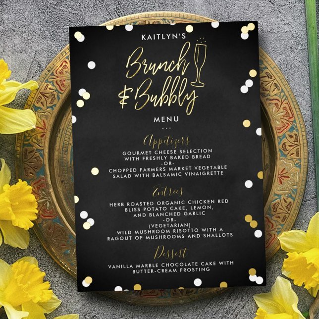 Brunch & Bubbly Confetti Bridal Shower Menu Card (Creator Uploaded)