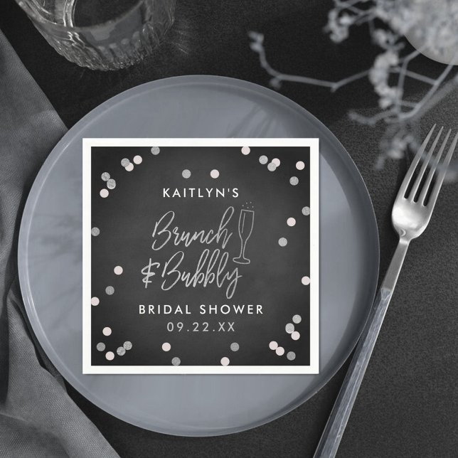 Brunch & Bubbly Confetti Bridal Shower Napkin (Creator Uploaded)
