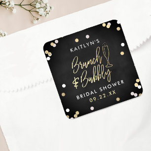 Brunch & Bubbly Confetti Bridal Shower Square Sticker