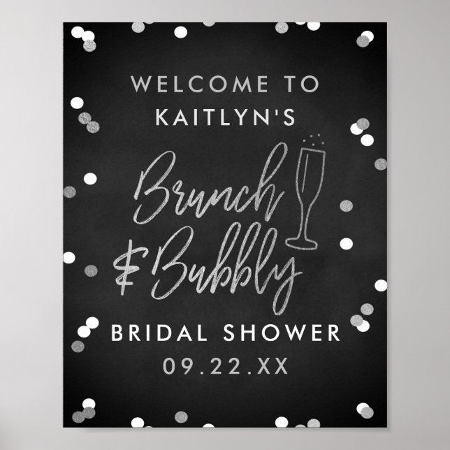 Brunch & Bubbly Confetti Bridal Shower Welcome Poster (Front)