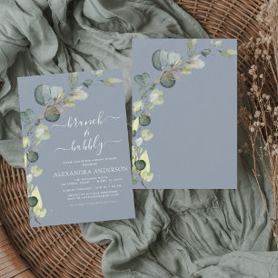 Brunch & Bubbly Dusty Blue Bridal Shower Invitation