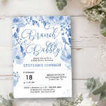 Brunch & Bubbly Dusty Blue Floral Bridal Shower Invitation<br><div class="desc">Floral Dusty Blue Brunch & Bubbly Bridal Shower Invitation. This feminine watercolor design has flowers and foliage in shades of blue with a few blue paint splatters. It features elegant hand lettering and typography in black and blue. "Bridal Shower" is hand lettered in swirly calligraphy and the template is set...</div>