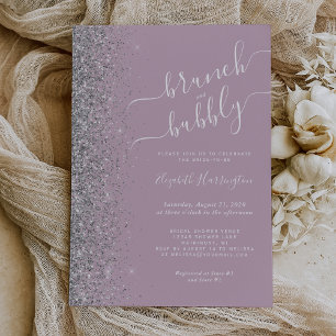 Brunch & Bubbly Dusty Lilac Silver Bridal Shower Invitation