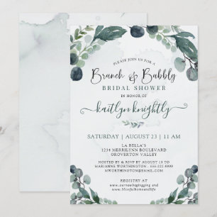 Brunch & Bubbly Eucalyptus Bridal Shower Invitatio Invitation