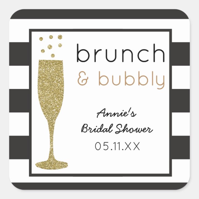 Brunch & Bubbly Faux Glitter Bridal Shower Sticker (Front)