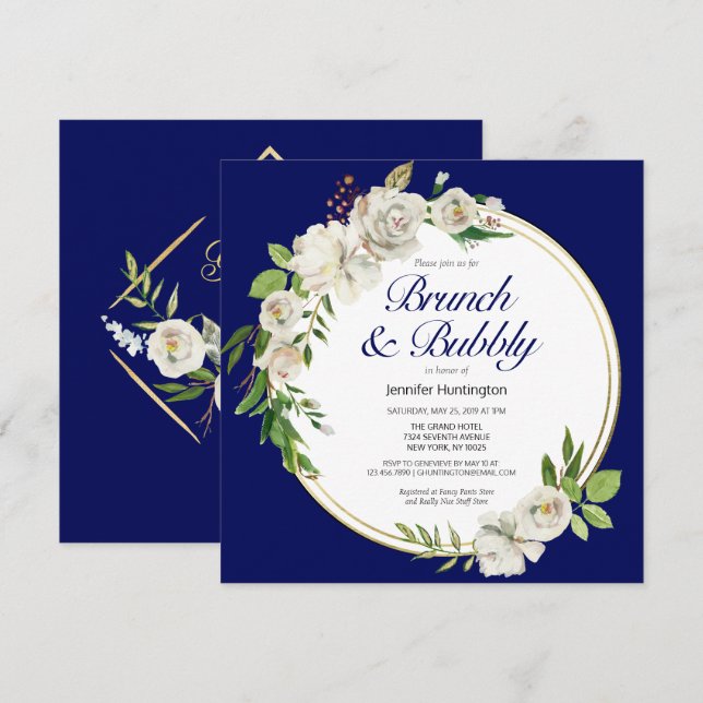 Brunch & Bubbly Fête des mariées Boho Invitation (Devant / Derrière)