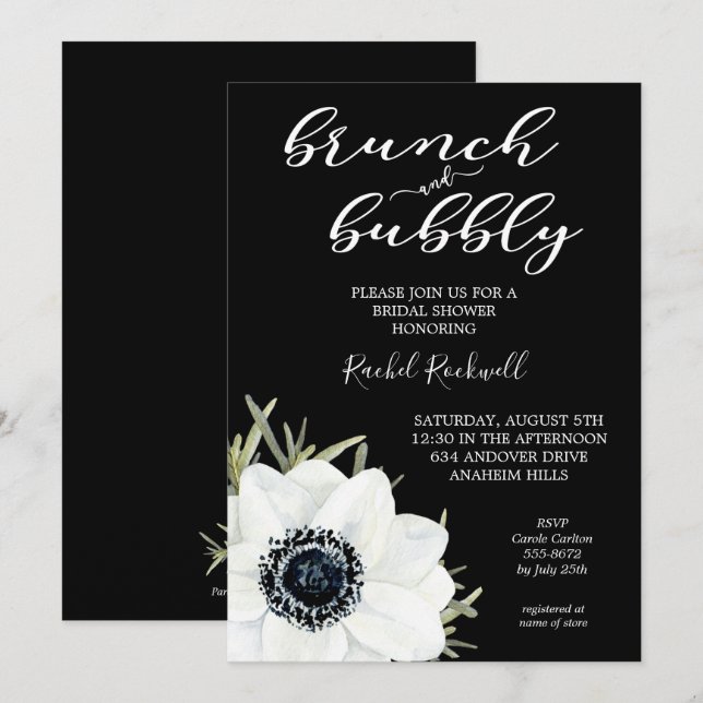 Brunch Bubbly Floral Bridal Shows Invitations (Devant / Derrière)