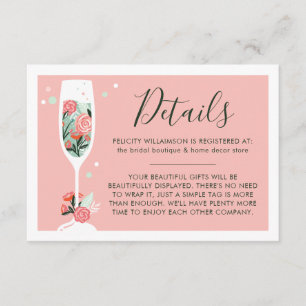 Brunch & Bubbly Floral Display Shower & Registry Enclosure Card