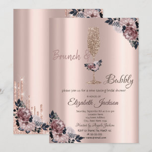  Brunch & Bubbly Floral Drips Bridal Shower  Invitation