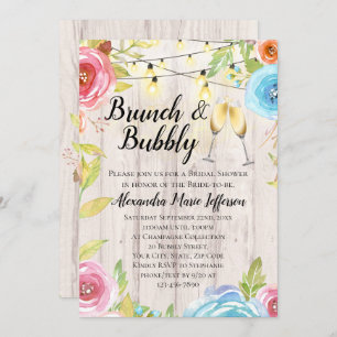 Brunch Bubbly Flower Country String Lights Wedding Invitation