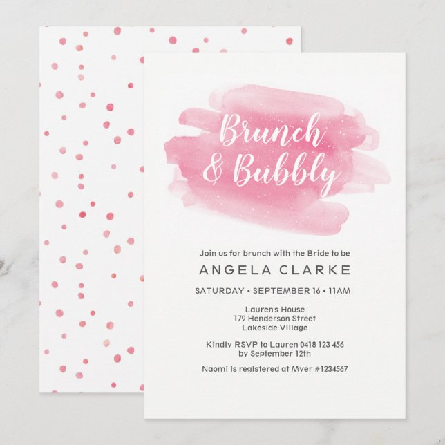 Brunch & Bubbly Invitation de douche nuptiale (Devant / Derrière)