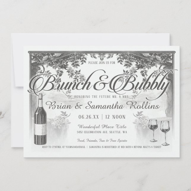 Brunch & Bubbly Invitations | Couples Shower (Front)