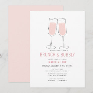 Brunch & Bubbly Modern Champagne Bridal Shower Invitation