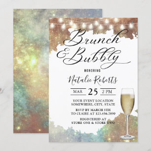 Brunch & Bubbly Modern Glitter Bridal Shower Invitation