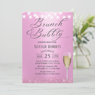 Brunch & Bubbly Modern Pink Bridal Shower Invitation
