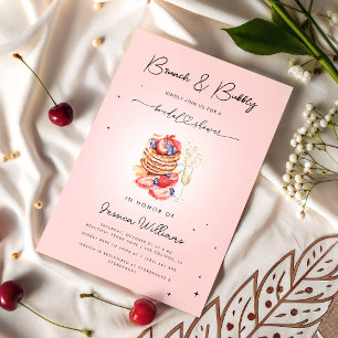 Brunch & Bubbly Pancakes Champagne Bridal Shower Invitation