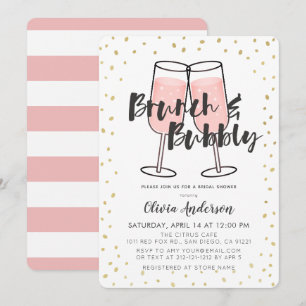 Brunch & Bubbly Pink Champagne Bridal Shower Invitation