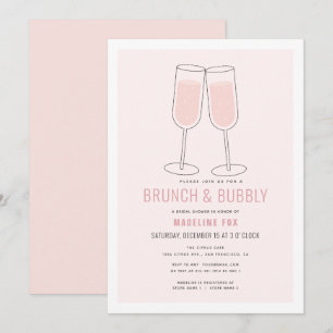 Brunch & Bubbly Pink Champagne Bridal Shower Invitation