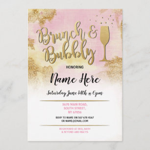 Brunch & Bubbly Pink Gold Bridal Shower Invite