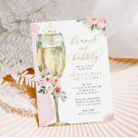 Brunch & Bubbly Pink Gold Floral Bridal Shower Invitation<br><div class="desc">This pretty design features a floral bouquet in shades of pink and a watercolor champagne glass.   Fill in your information on the template. Use the "customize it" feature to change the fonts or layout.</div>