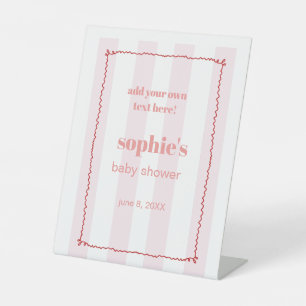 Brunch & Bubbly Red And Pink Wavy Custom Sign