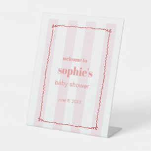 Brunch & Bubbly Red And Pink Wavy Welcome Sign