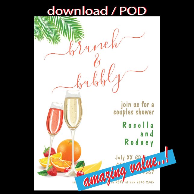 Brunch Bubbly Remarkable Budget Couples Shower Invitation (Creator Uploaded)