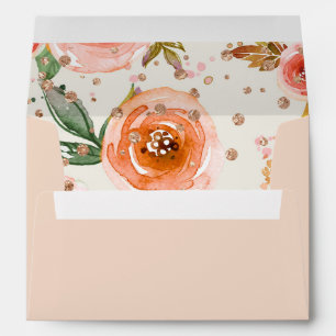 Brunch & Bubbly RoseGold Glitter Watercolor Blush Envelopes