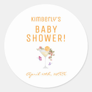 Brunch Bubbly Spring Floral Champagne Baby Shower Classic Round Sticker
