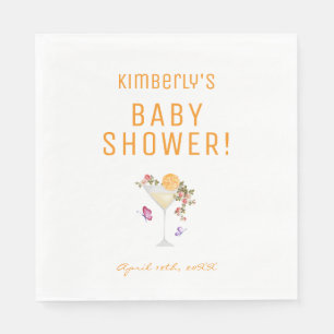 Brunch Bubbly Spring Floral Champagne Baby Shower  Napkin
