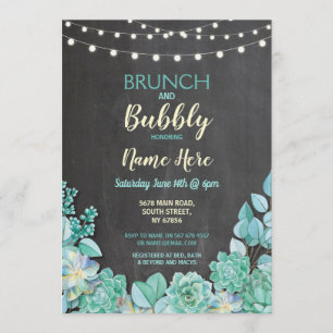 Brunch & Bubbly Succulents Bridal Shower Invite