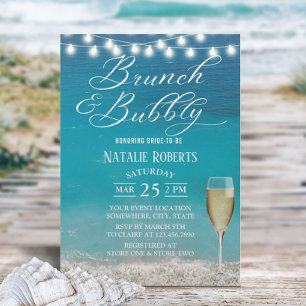 Brunch & Bubbly Summer Beach Bridal Shower Invitation
