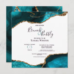 Brunch Bubbly Teal Gold Glitter Agate Shower Invitation<br><div class="desc">This elegant abstract teal blue and gold brunch and bubbly bridal shower invitation features a teal blue agate with gold glitter and trendy hand lettered script. Easy to customize with your own bridal shower information. This is perfect for the summer, spring, fall, or winter wedding. Back features the same beautiful...</div>