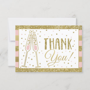Brunch & Bubbly Thank You Card, Faux Glitter/Foil Card