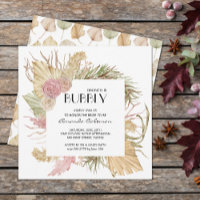 Brunch Bubbly Tropical Leaves Bridal Shower Invite