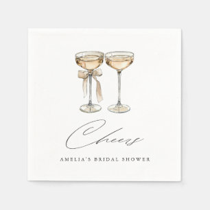 Brunch & Bubbly Watercolor Champagne Bridal Shower Napkin