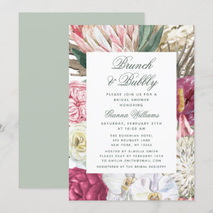 Brunch & Bubbly Watercolor Floral Bridal Shower Invitation