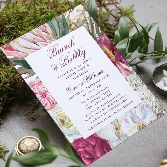 Brunch & Bubbly Watercolor Floral Bridal Shower Invitation (Creator Uploaded)